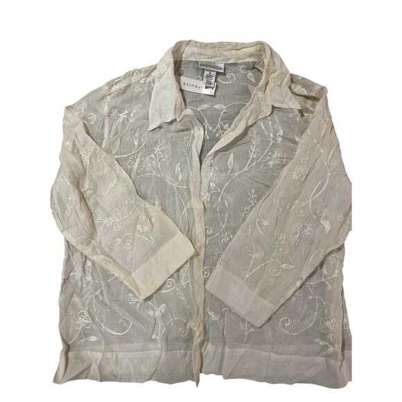 NWT Pursuits Sheer Floral Embroidered Woman’s Blouse Size XL - Picture 1 of 7
